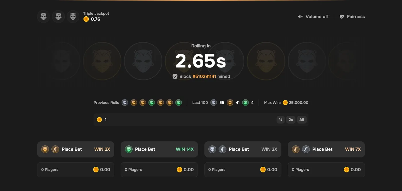 CSBattle Double game, a roulette-style colour betting wheel