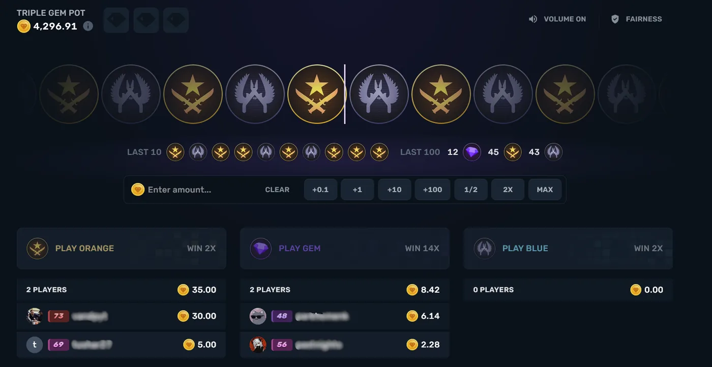 CSGOGem Double roulette game with fair, verifiable odds