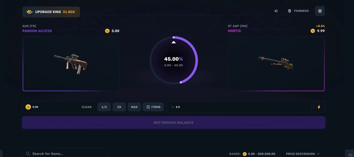 CSGOGem Upgrader for strategic skin trade-ups toward a target item