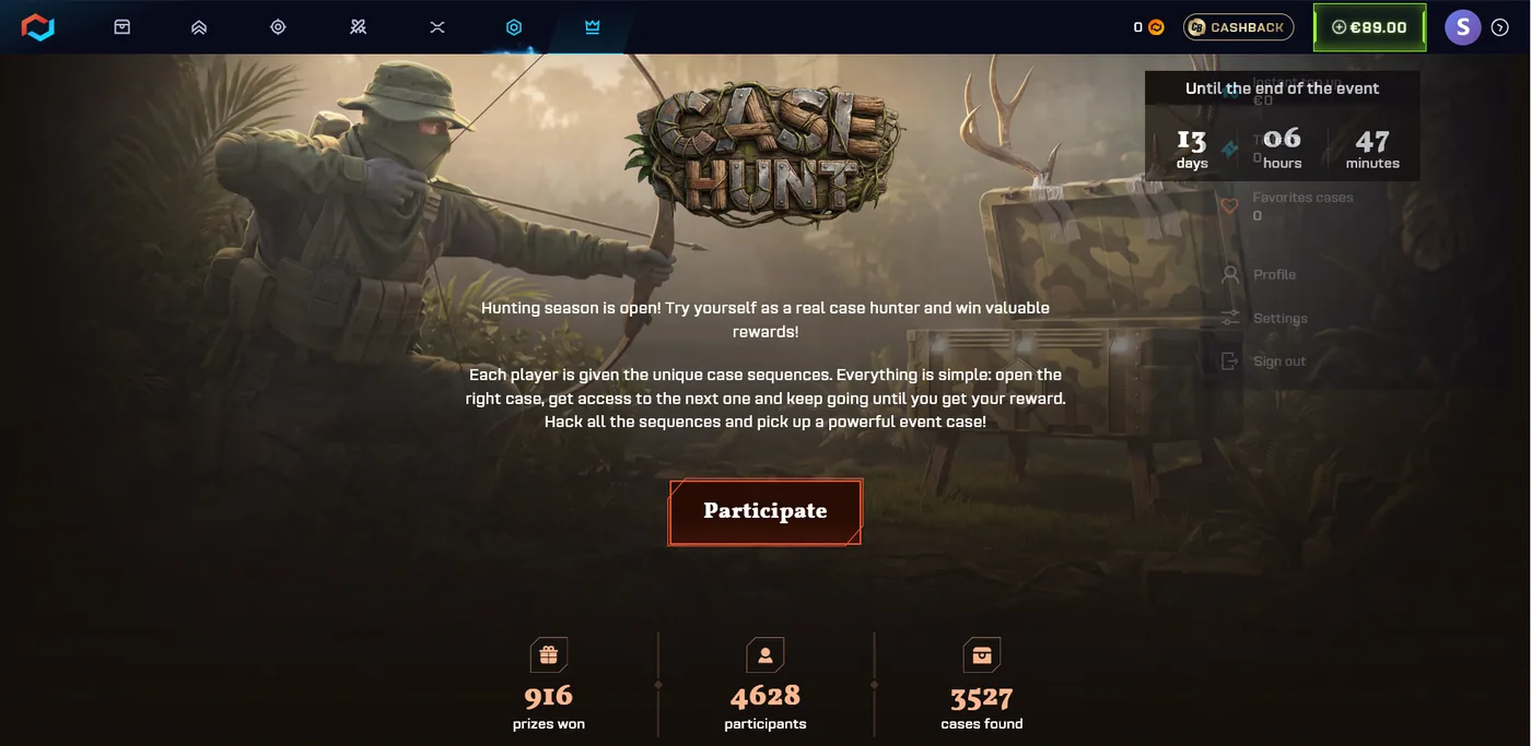CSGO.net themed event with limited-time cases and rewards