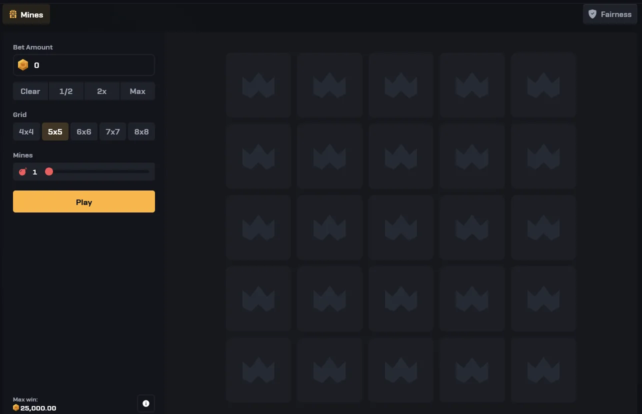 CSGOWin Mines grid game where safe tiles raise the payout