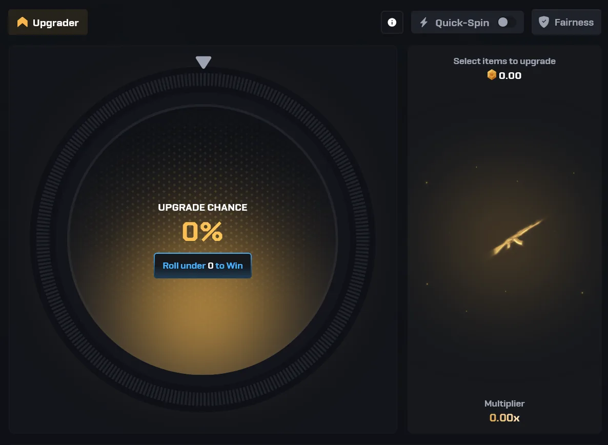 CSGOWin Upgrader gambling a skin or balance toward a higher-value item