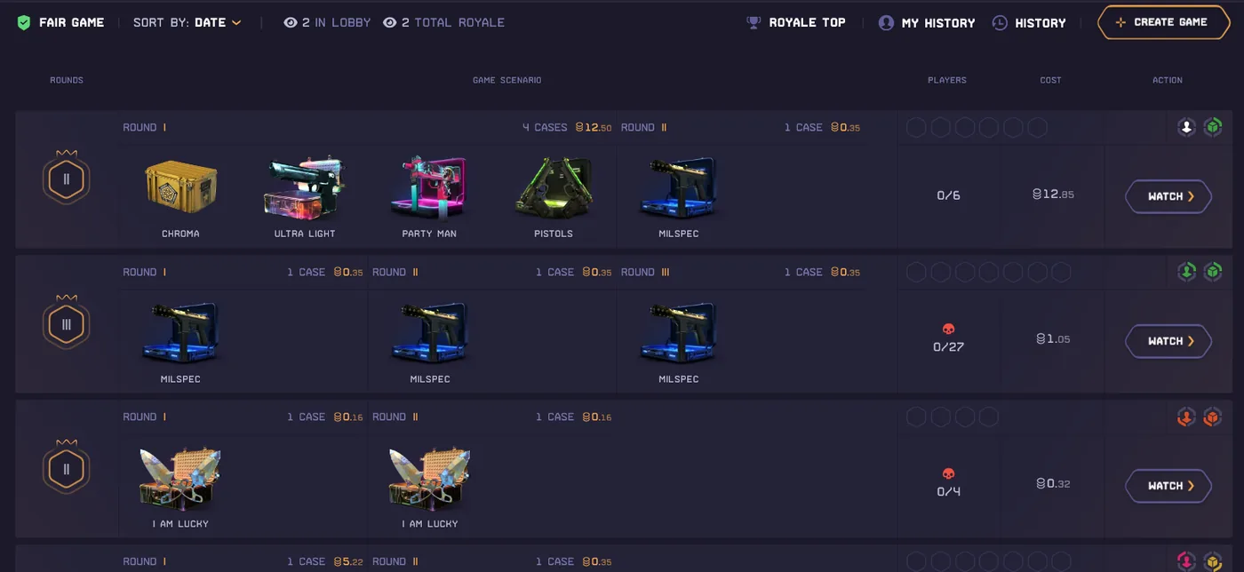 DatDrop Case Battle Royale supporting up to 72 players in one opening