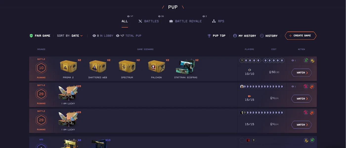 DatDrop PvP battle mode between players