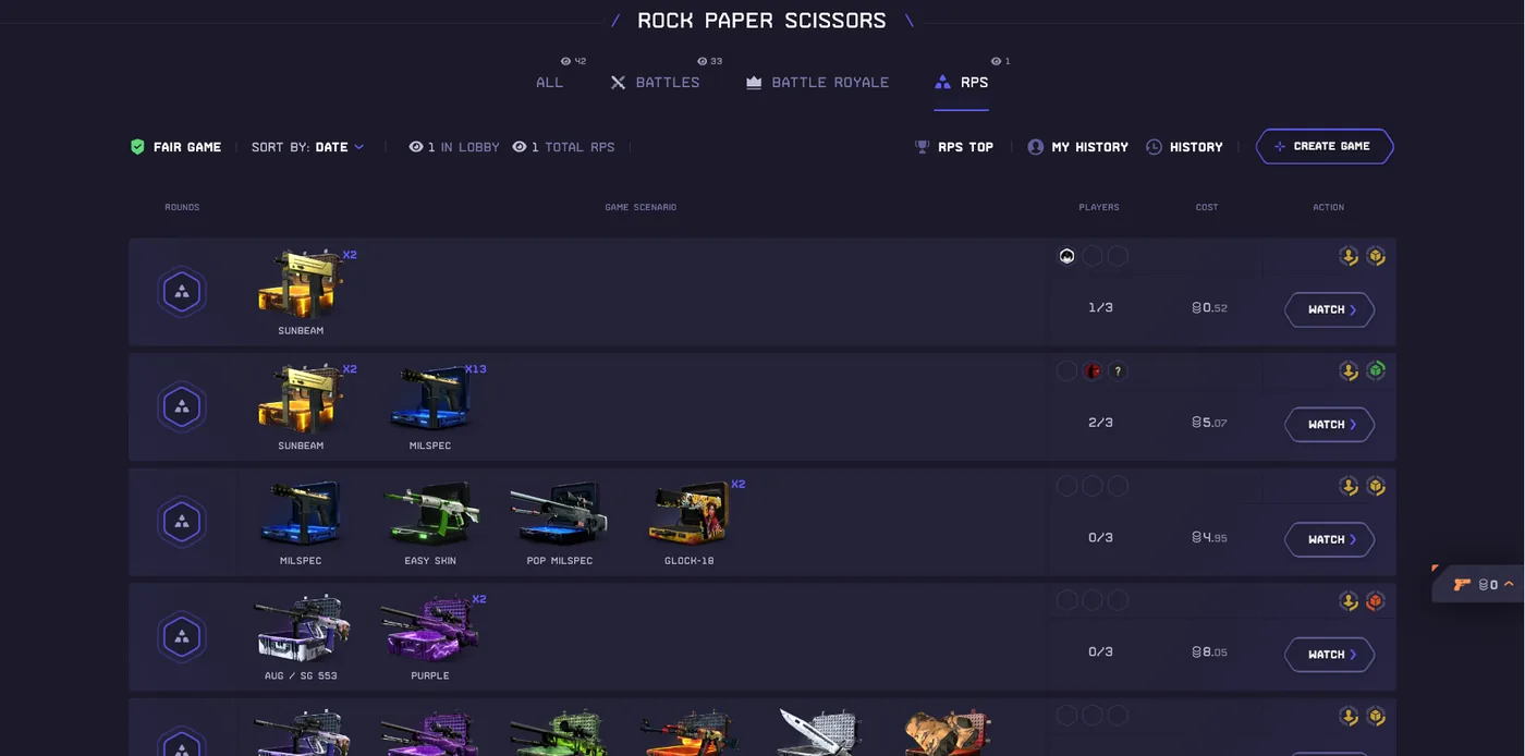 DatDrop RPS rock-paper-scissors PvP battle mode
