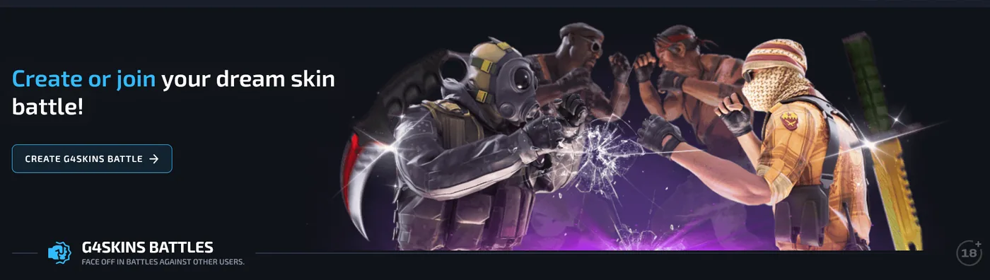 G4Skins Case Battles mode with players opening identical cases