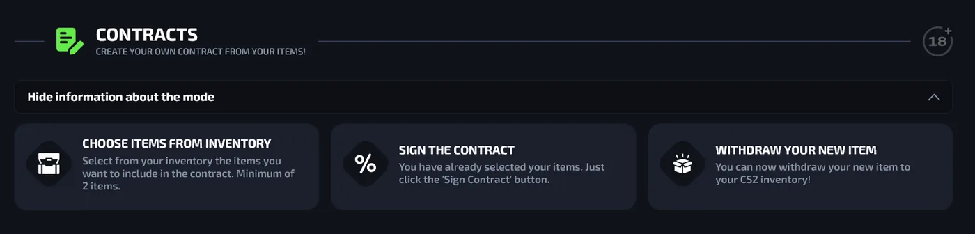 G4Skins Contracts system combining skins into a higher-value item