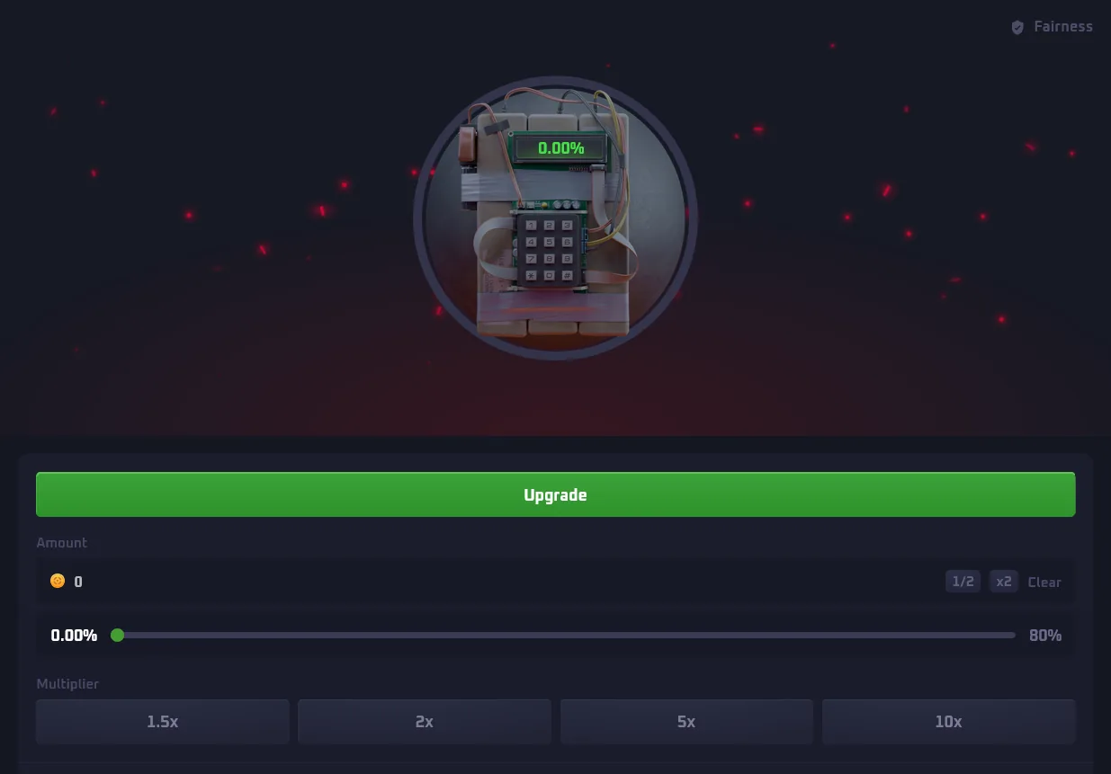 Hunt.gg Upgrader for converting items up to a chosen higher-value skin