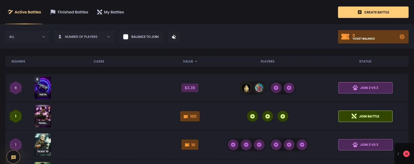 Key-Drop Case Battles mode with players opening identical cases head to head