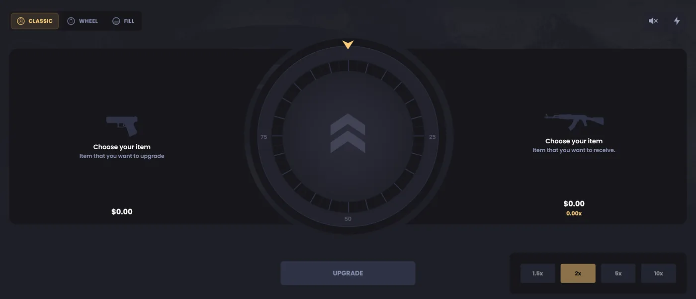 Key-Drop Upgrader letting players convert items up to a chosen higher-value skin