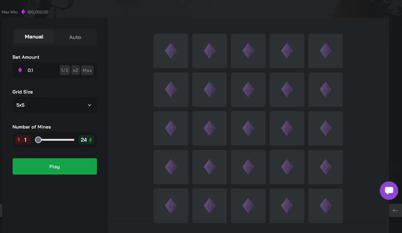 RustClash Mines grid game where safe tiles raise the payout