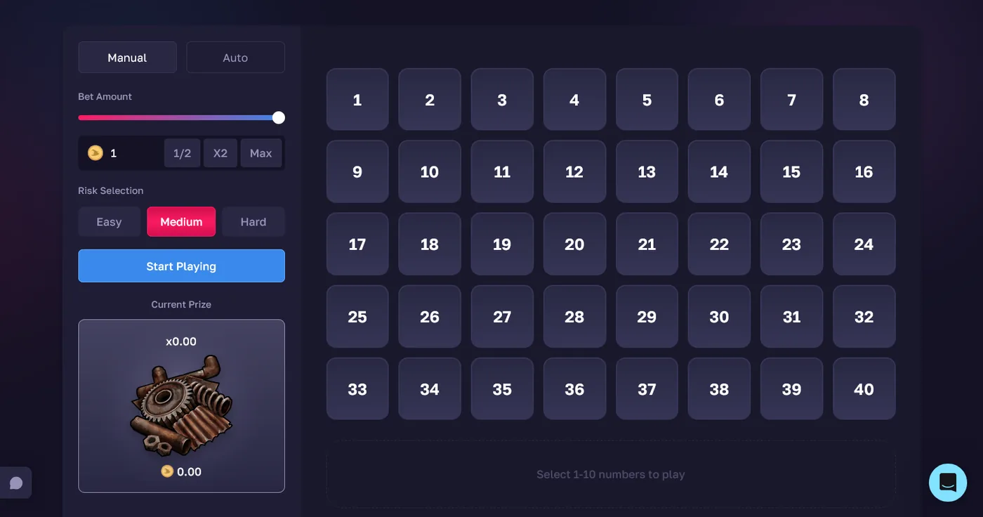 RustMagic Keno game where players pick numbers to win Rust skins
