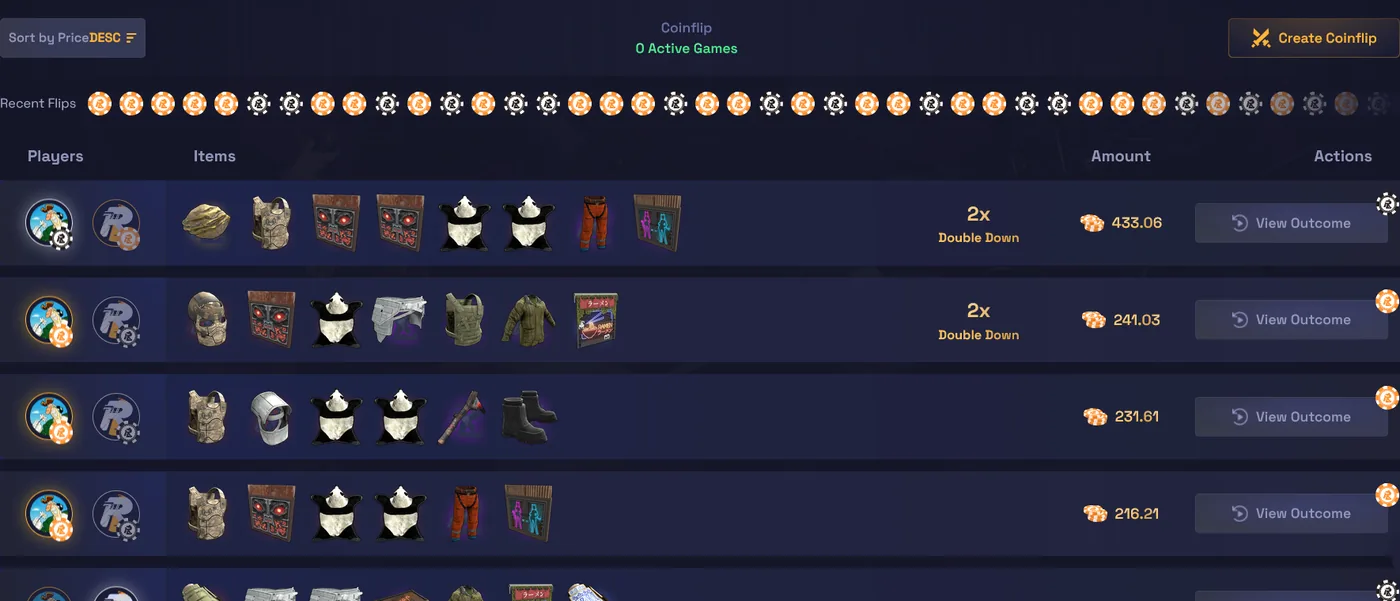 RustyLoot Coinflip game for Rust skins