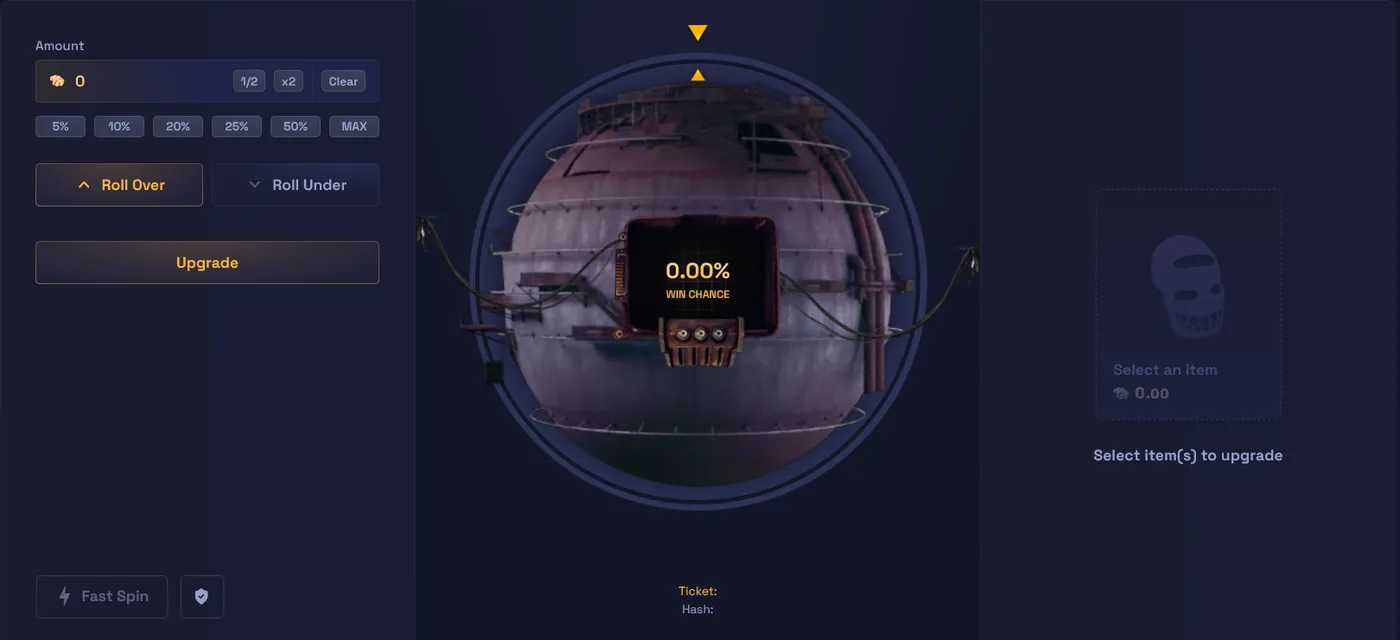 RustyLoot Upgrader gambling a Rust skin or balance toward a higher-value item