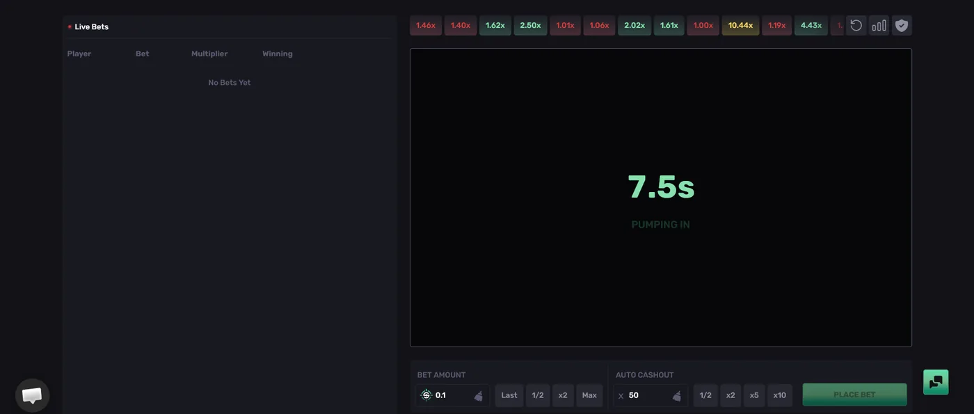 SkinRave Crash game showing the rising multiplier curve before it busts
