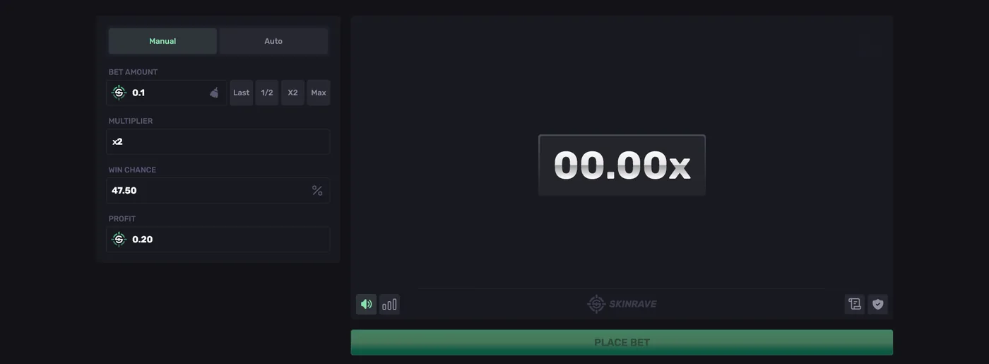 SkinRave Limbo game where the player sets a target multiplier before the round